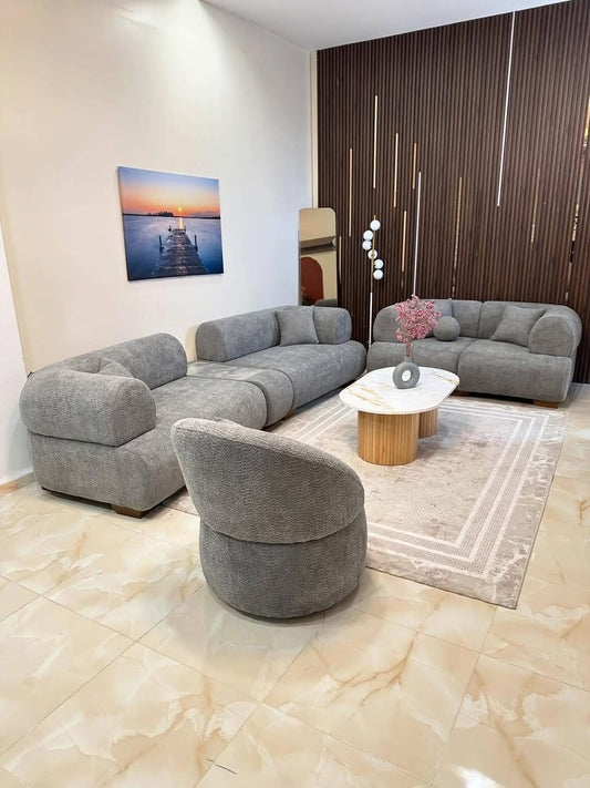 Salon tissu bouclette
