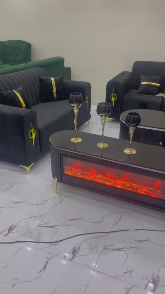 Salon 7 place en Velours noire