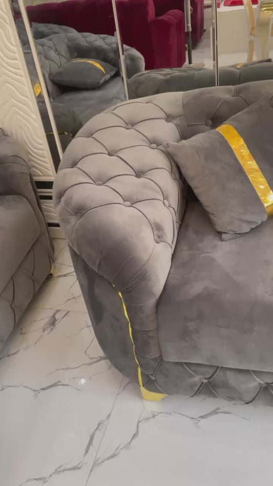 Salon 8 place velour gris