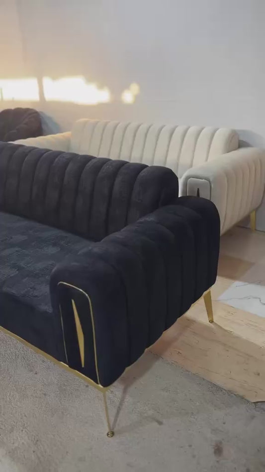 Salon 2 thon beige et noir