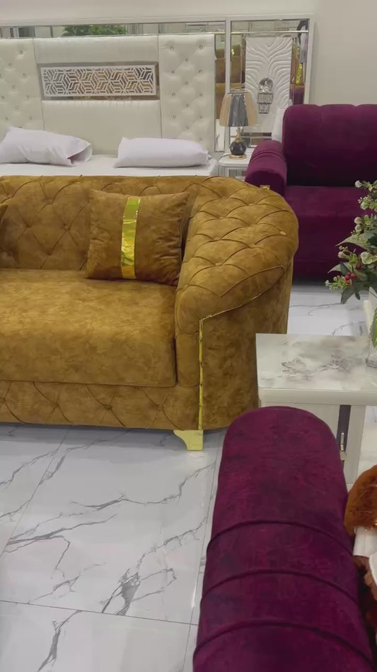 Salon 8 place marron capitonnage